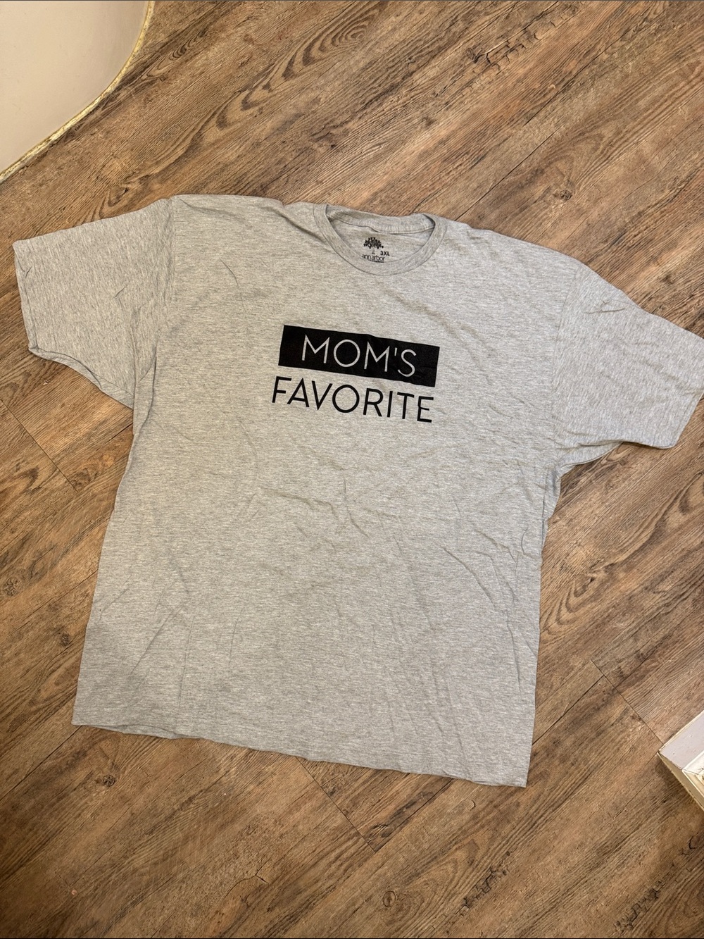 Arbor Light Gray Short Sleeve Tee with Black "MOM'S FAVORITE" Print